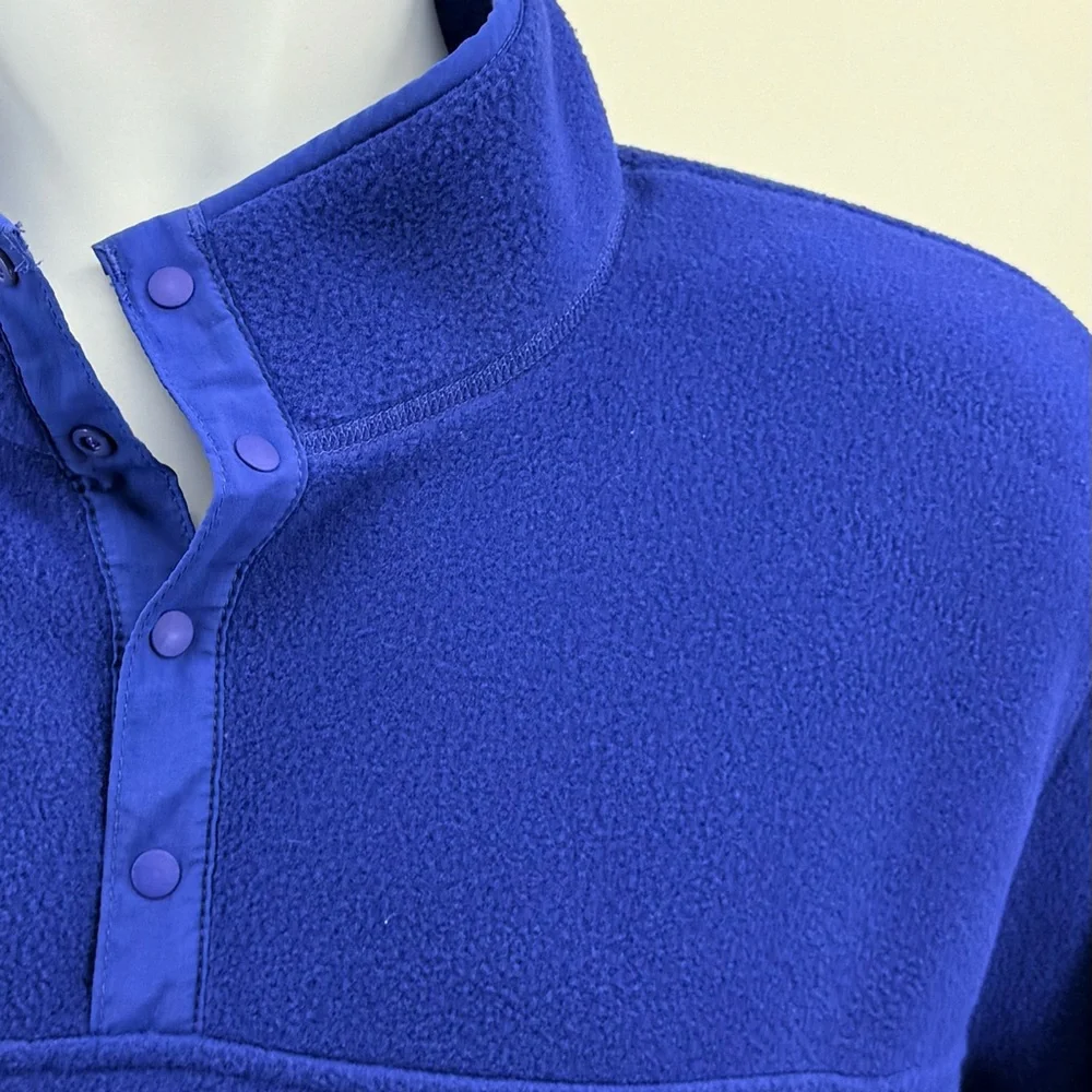 LL Bean Electric Blue 1/4 Snap Up Polartec Fleece‎ Pullover Men's Sz L Reg 0BFC3